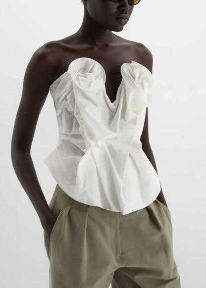 Draped Corset With Floral Detail