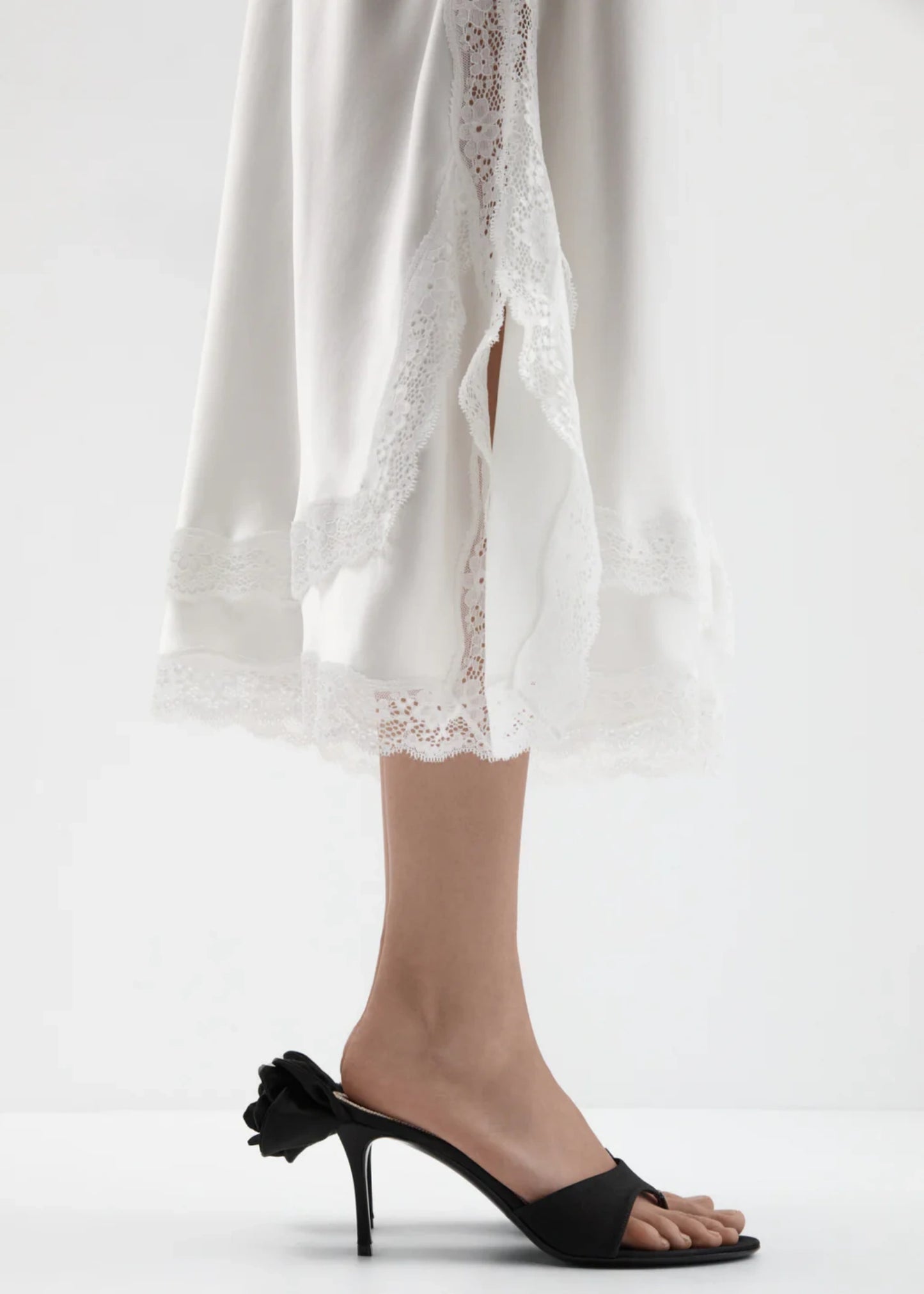 Satin Thong Sandals With Flower
