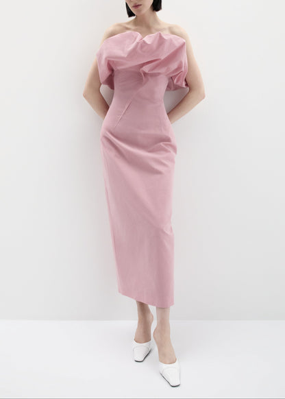 Sculptural Neckline Fitted Dress