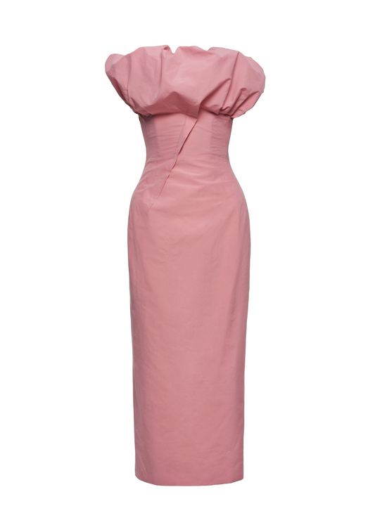 Sculptural Neckline Fitted Dress