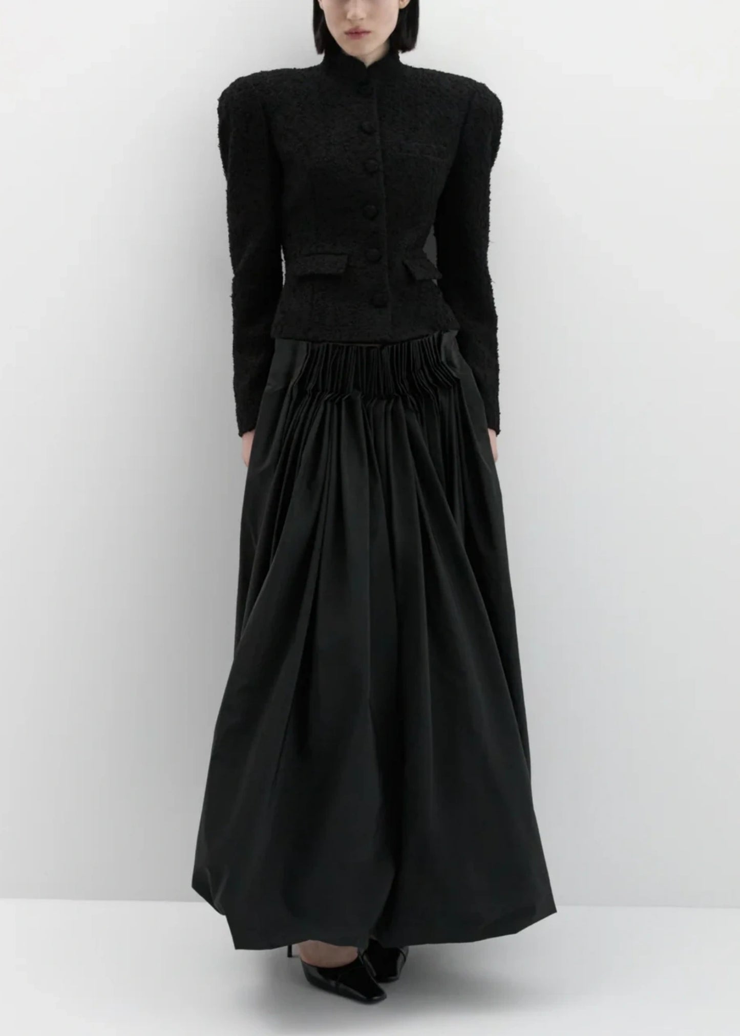 Bouclé Blazer With Stand Collar