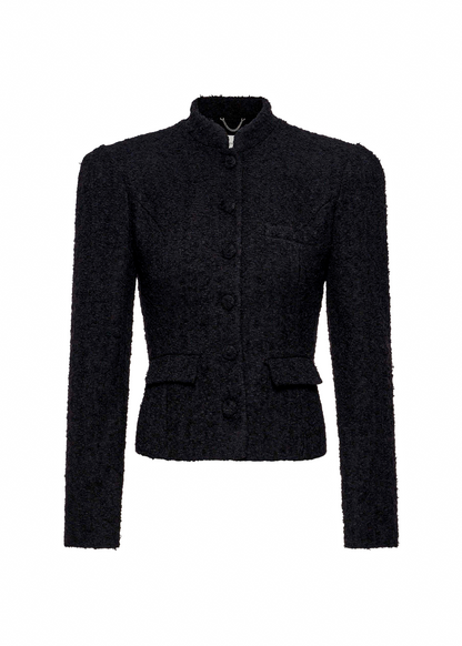 Bouclé Blazer With Stand Collar