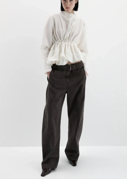Denim Low-rise Belted Trousers