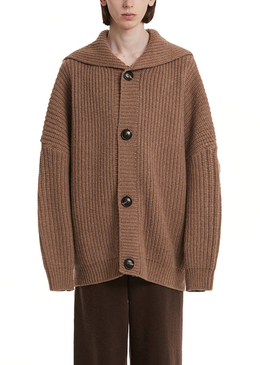 TRUNK PROJECT Brown Hoodie Knit Cardigan
