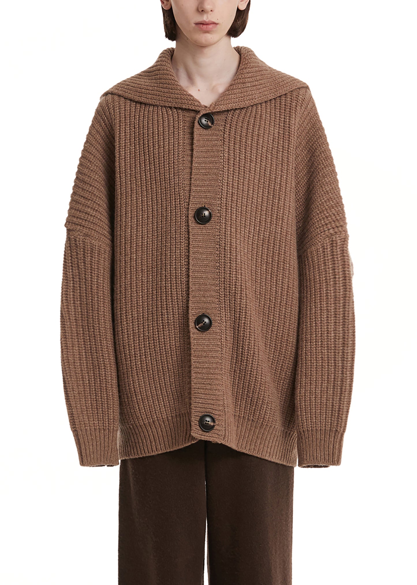 TRUNK PROJECT Brown Hoodie Knit Cardigan
