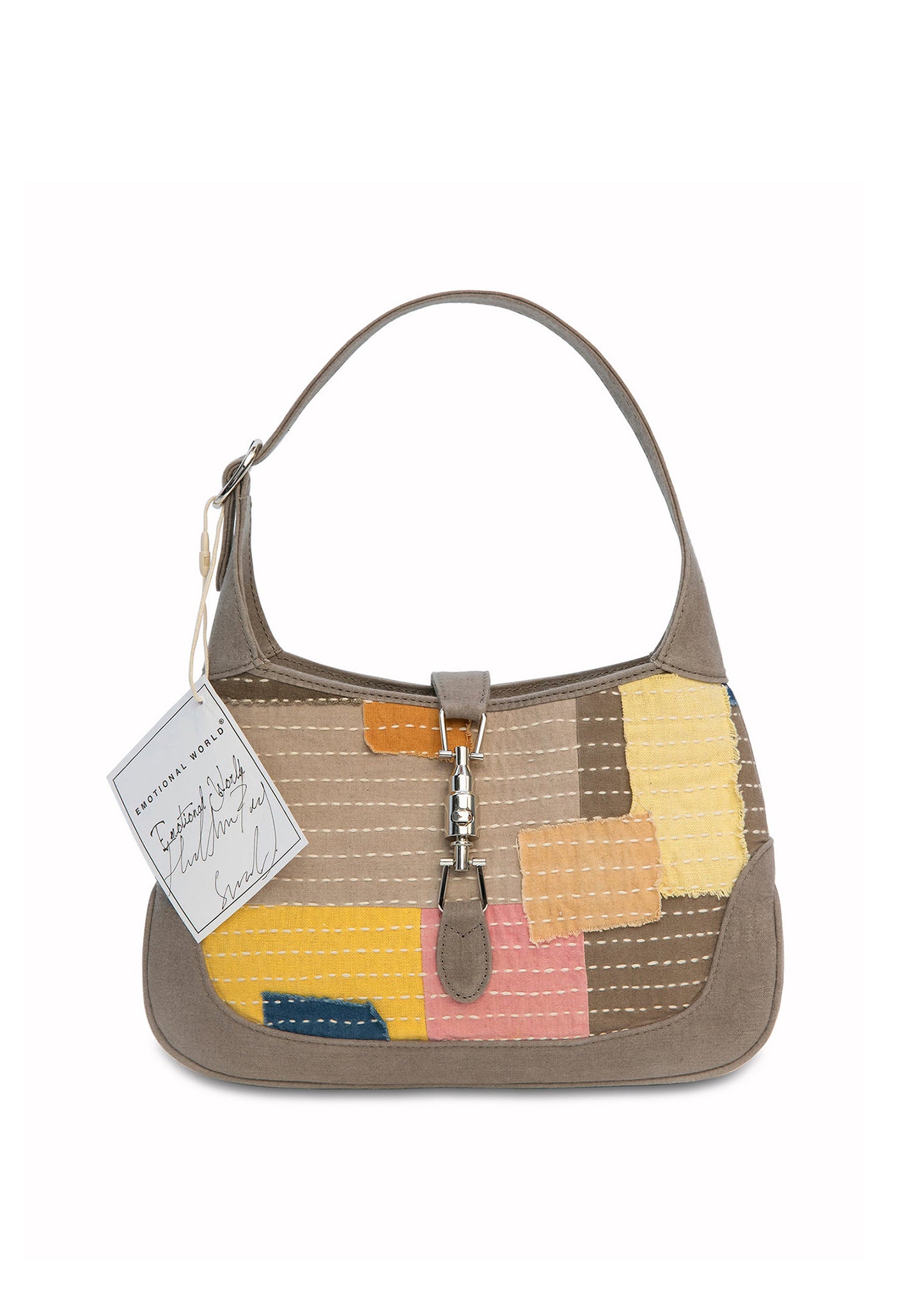 Multi Grey Boro Half-Moon Bag