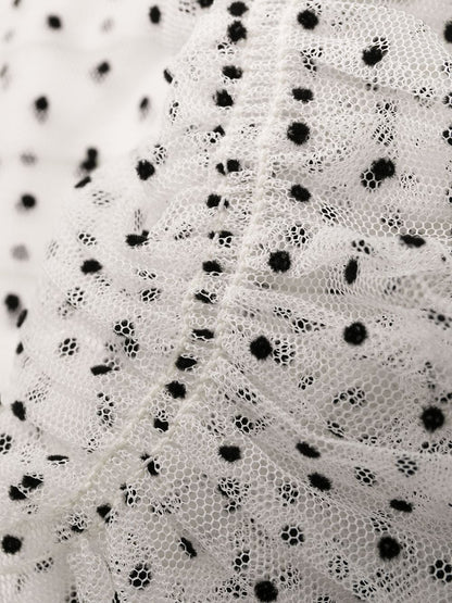 Dot Mesh Pleated Skirt Mini Dress