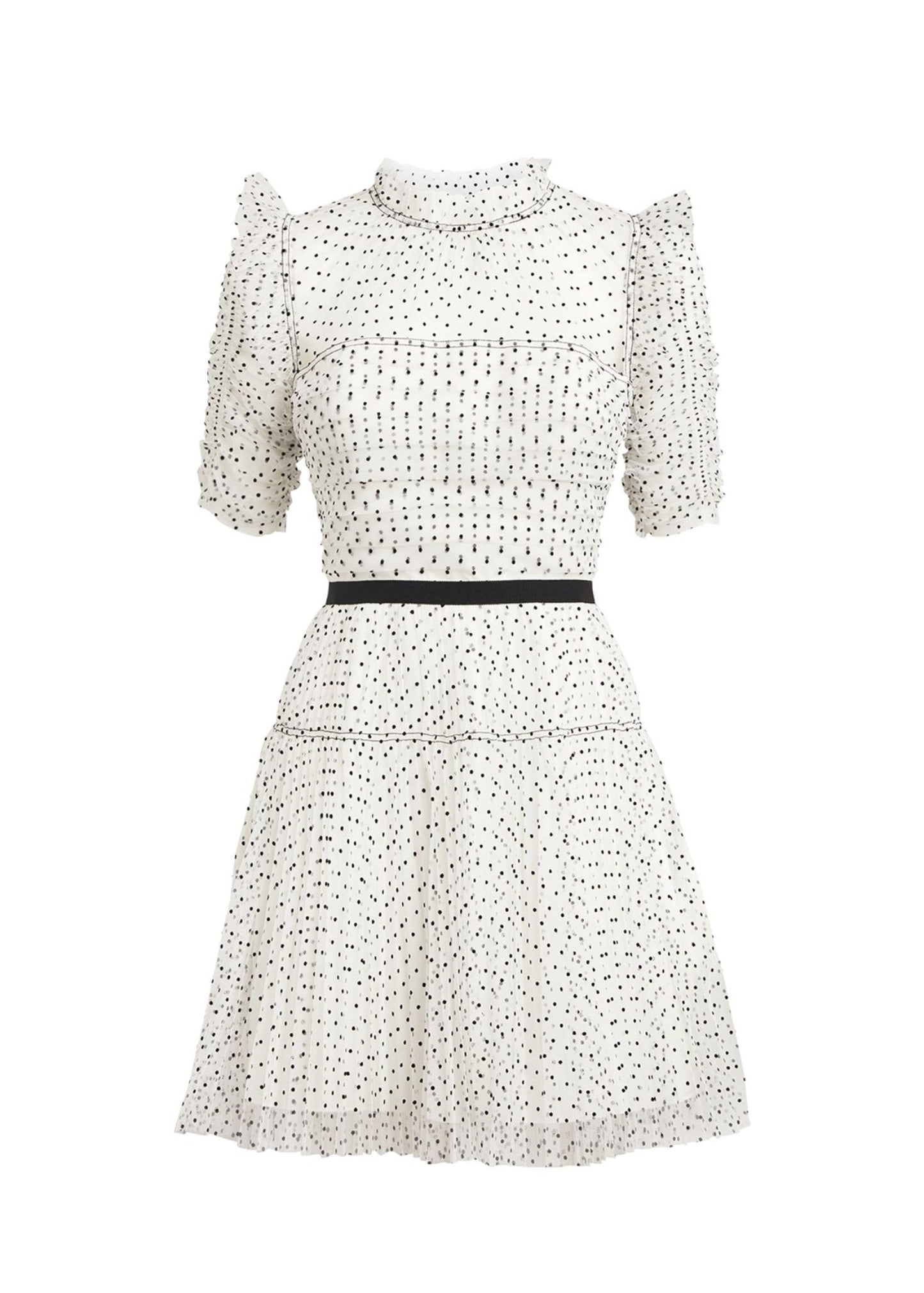 Dot Mesh Pleated Skirt Mini Dress