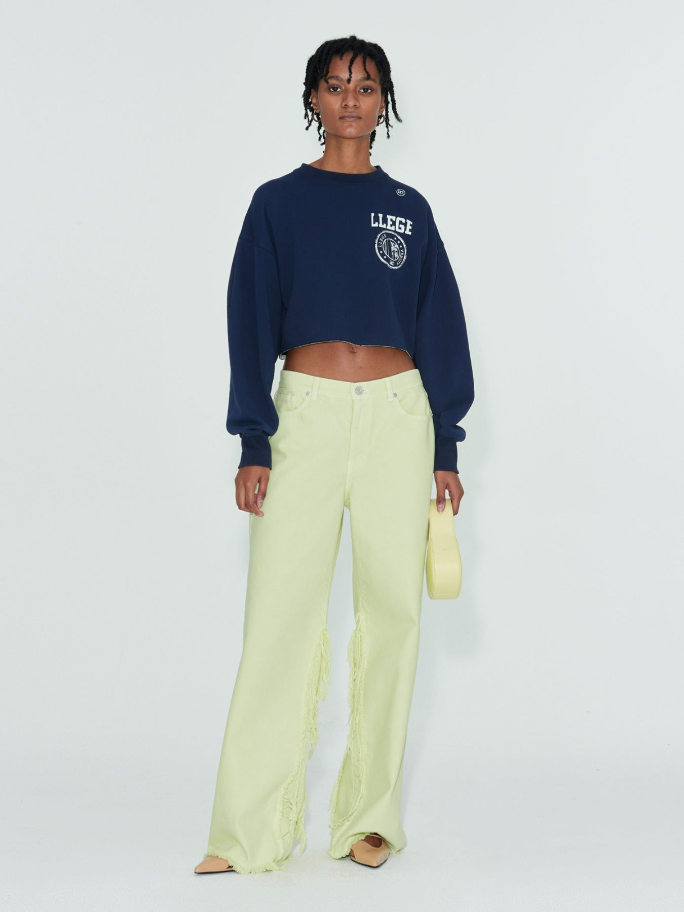 Navy Llege Series Crop Sweat
