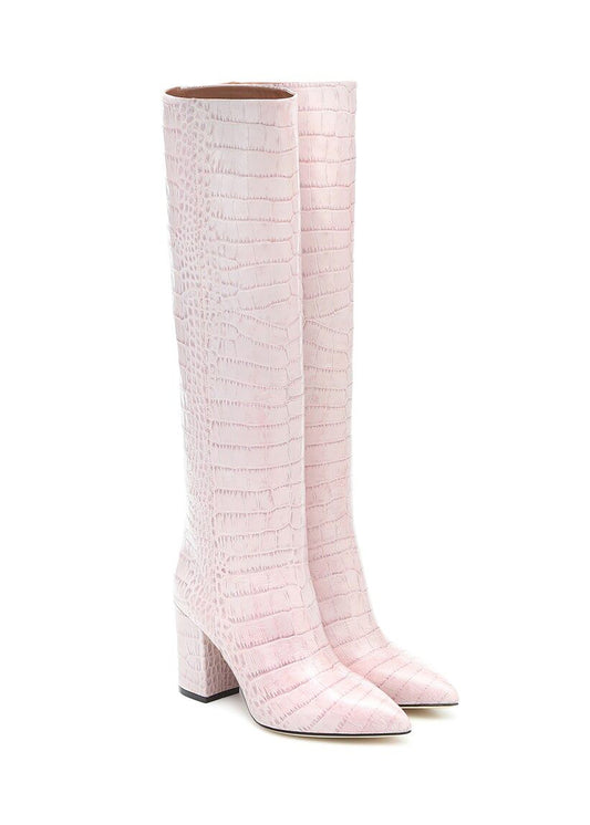 Lilac Crocodile Print Boots
