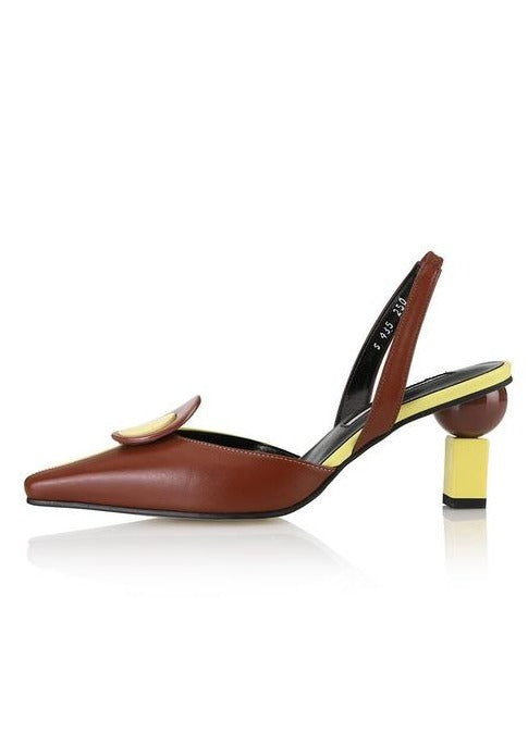 Yuul Yie Twiggy Yellow & Brown Slingbacks