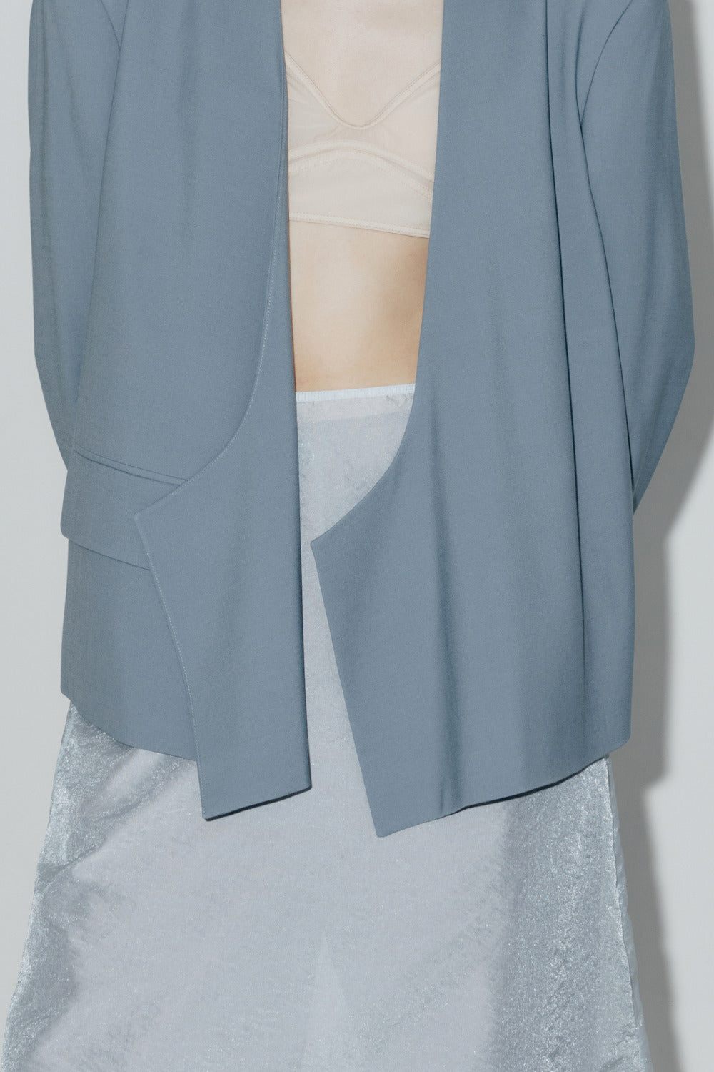 Sky Blue Curve Neck Blazer