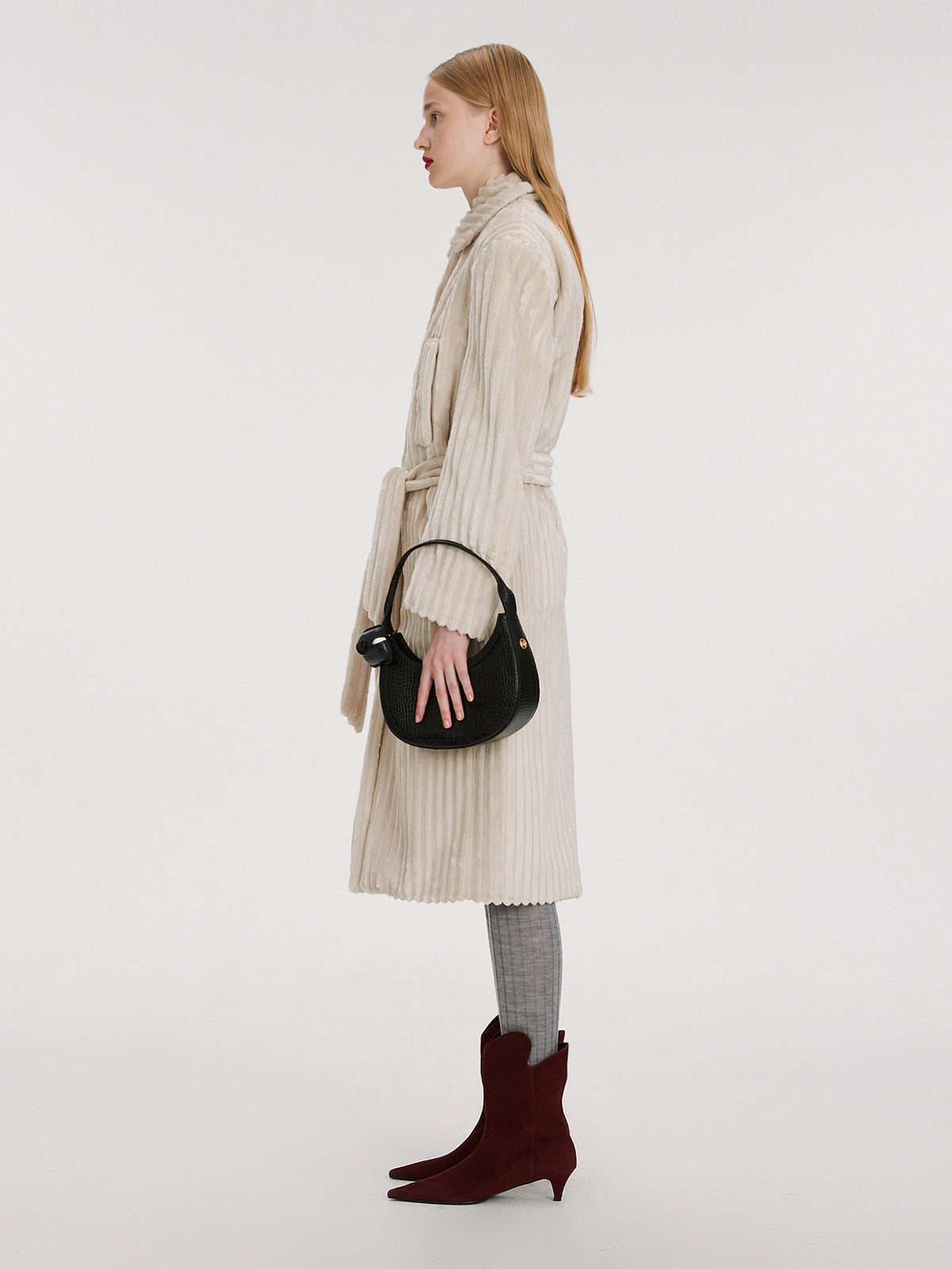 Belted Nuit Corduroy Single Coat