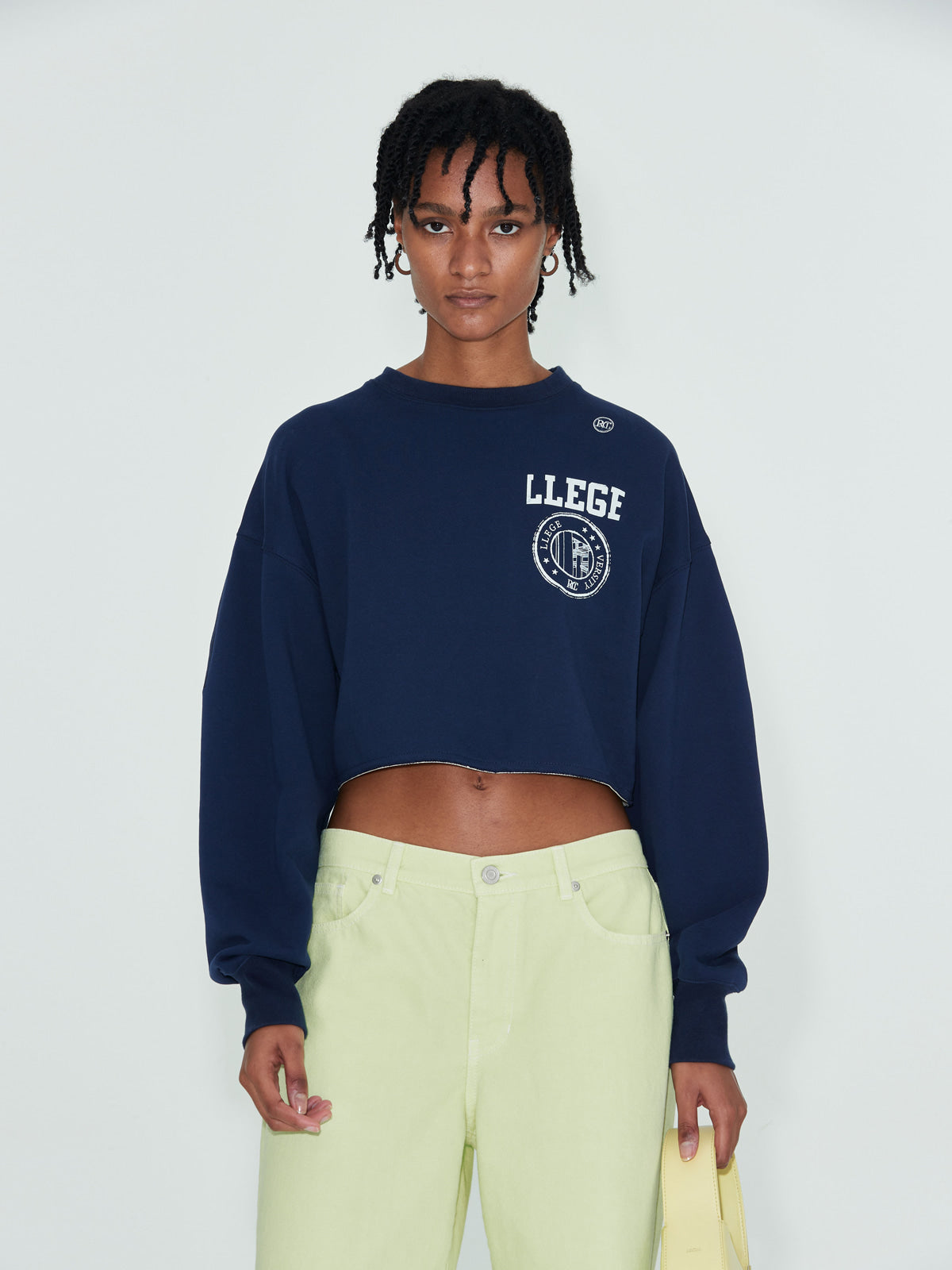 Navy Llege Series Crop Sweat