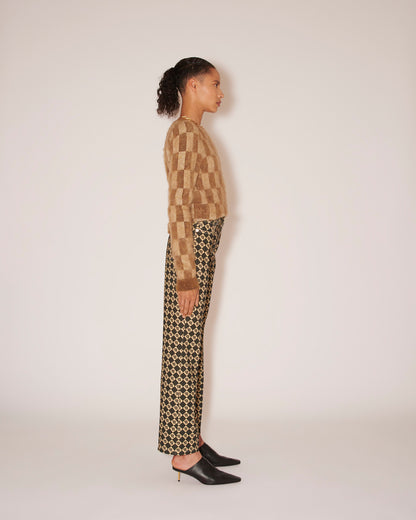 FELINE Checkered Crew Neck Sweater