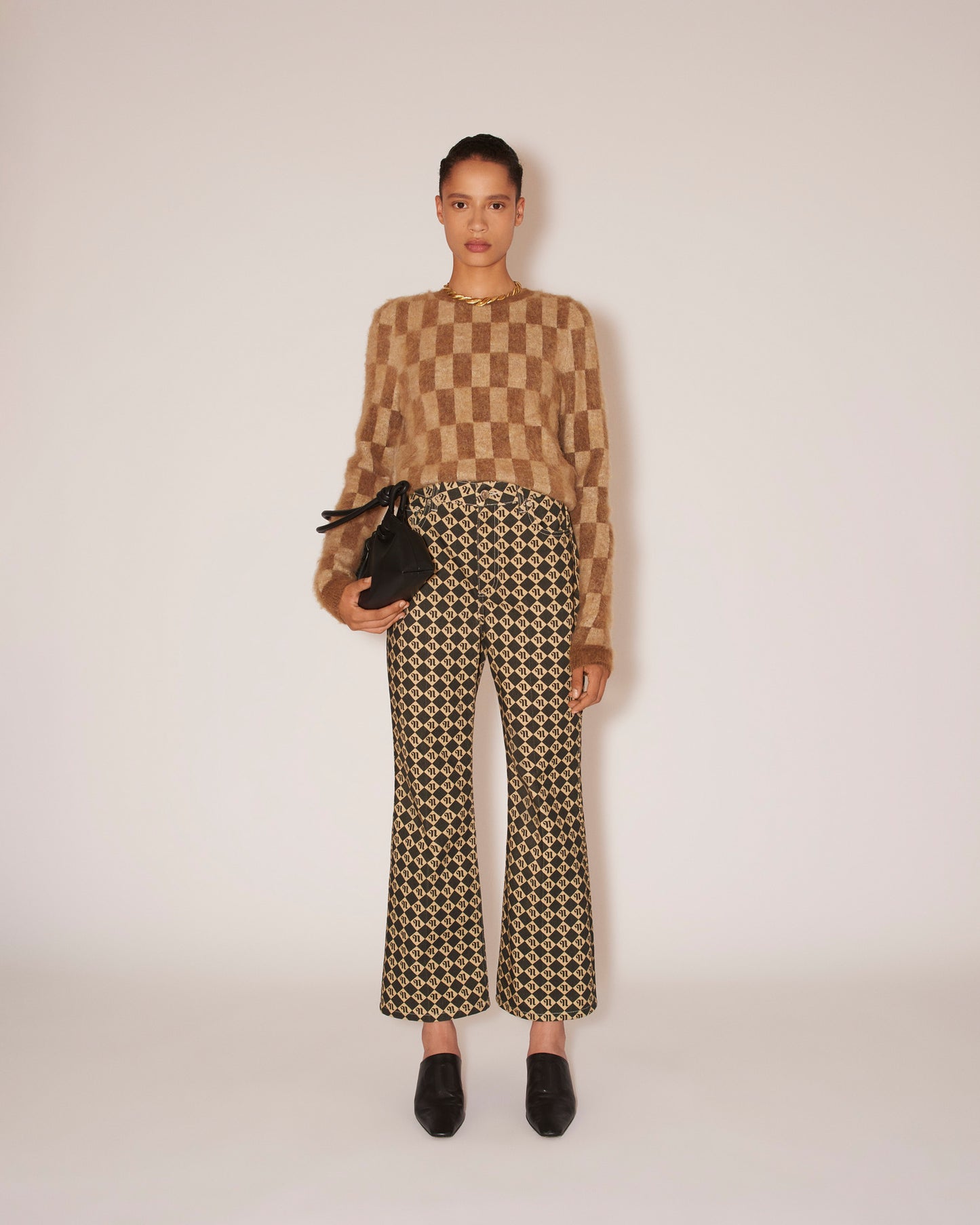 FELINE Checkered Crew Neck Sweater