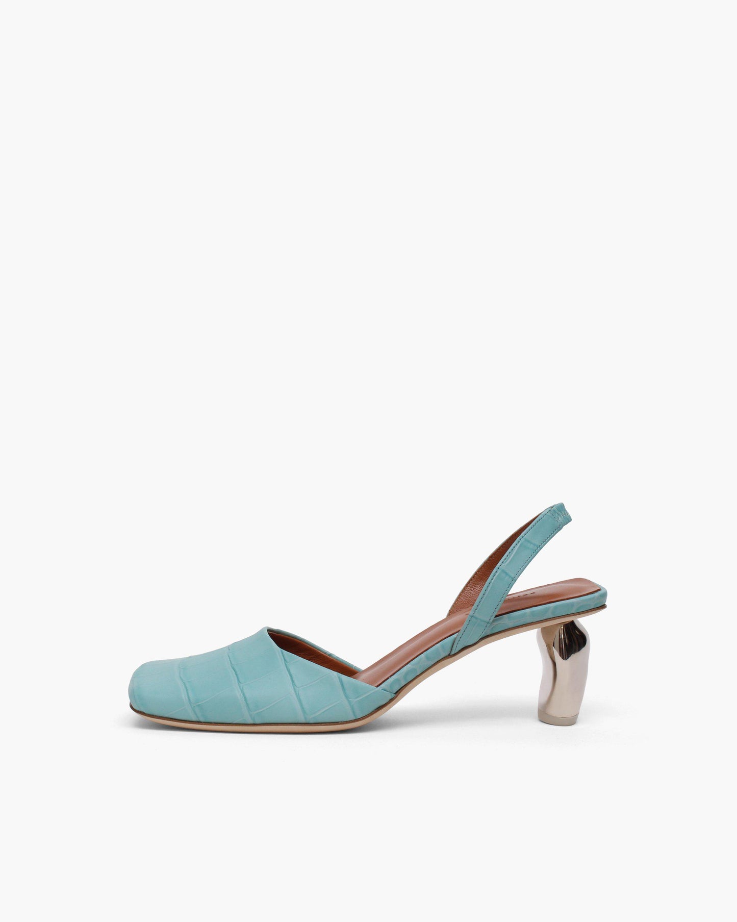 Rejina Pyo Luna Slingbacks Leather Croc Blue