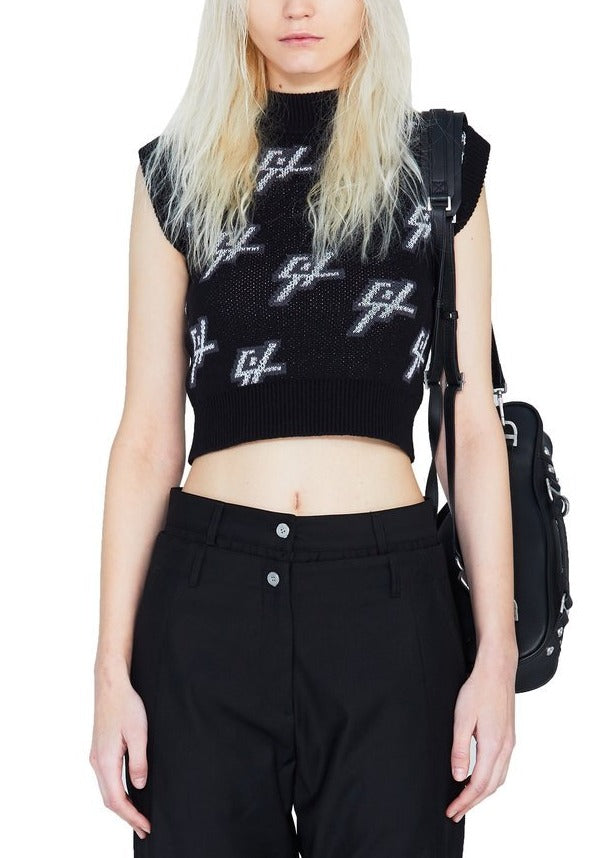 C2H4 Black Reflective Knit Vest