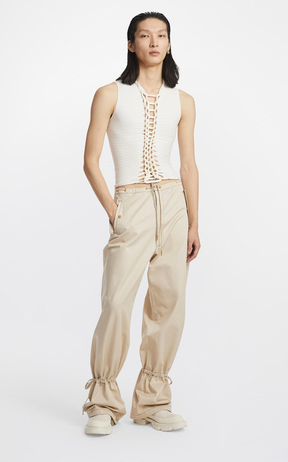 Eyelet Tie Parachute Pant