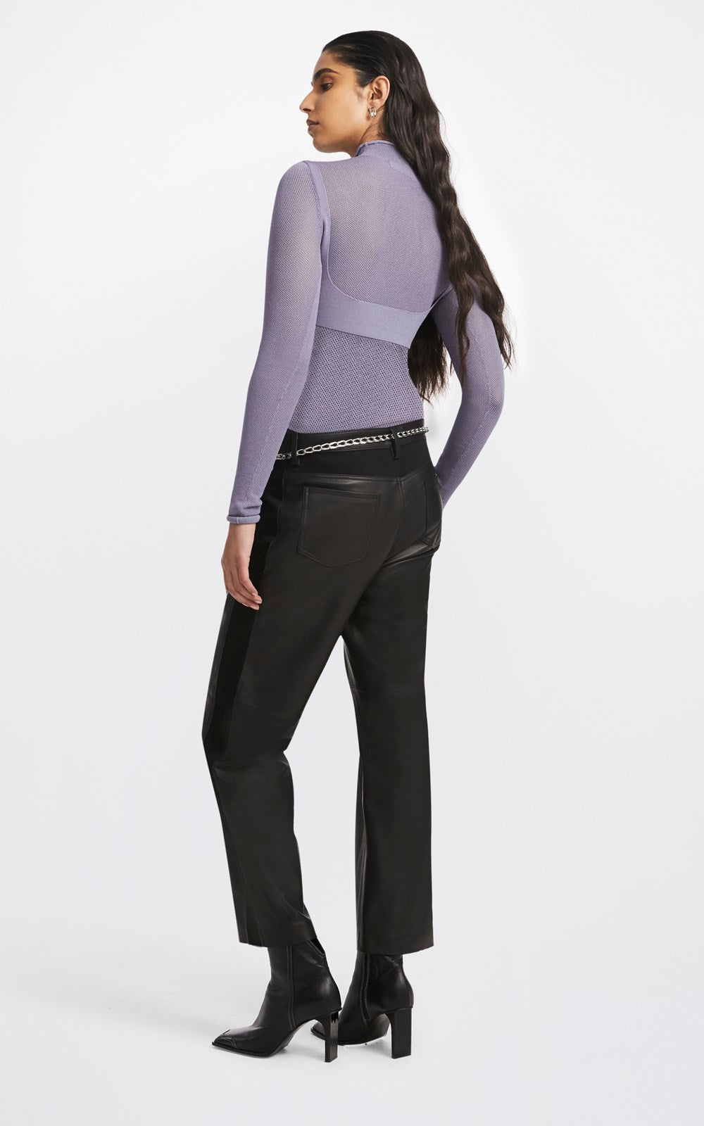Slate Hosiery Mesh Top