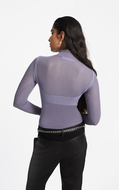 Slate Hosiery Mesh Top