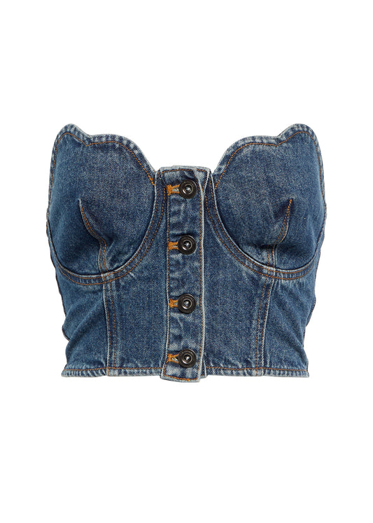 SCALLOPED DENIM TOP