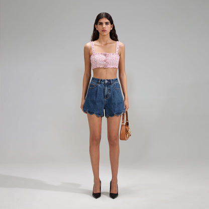 Scalloped Denim Shorts