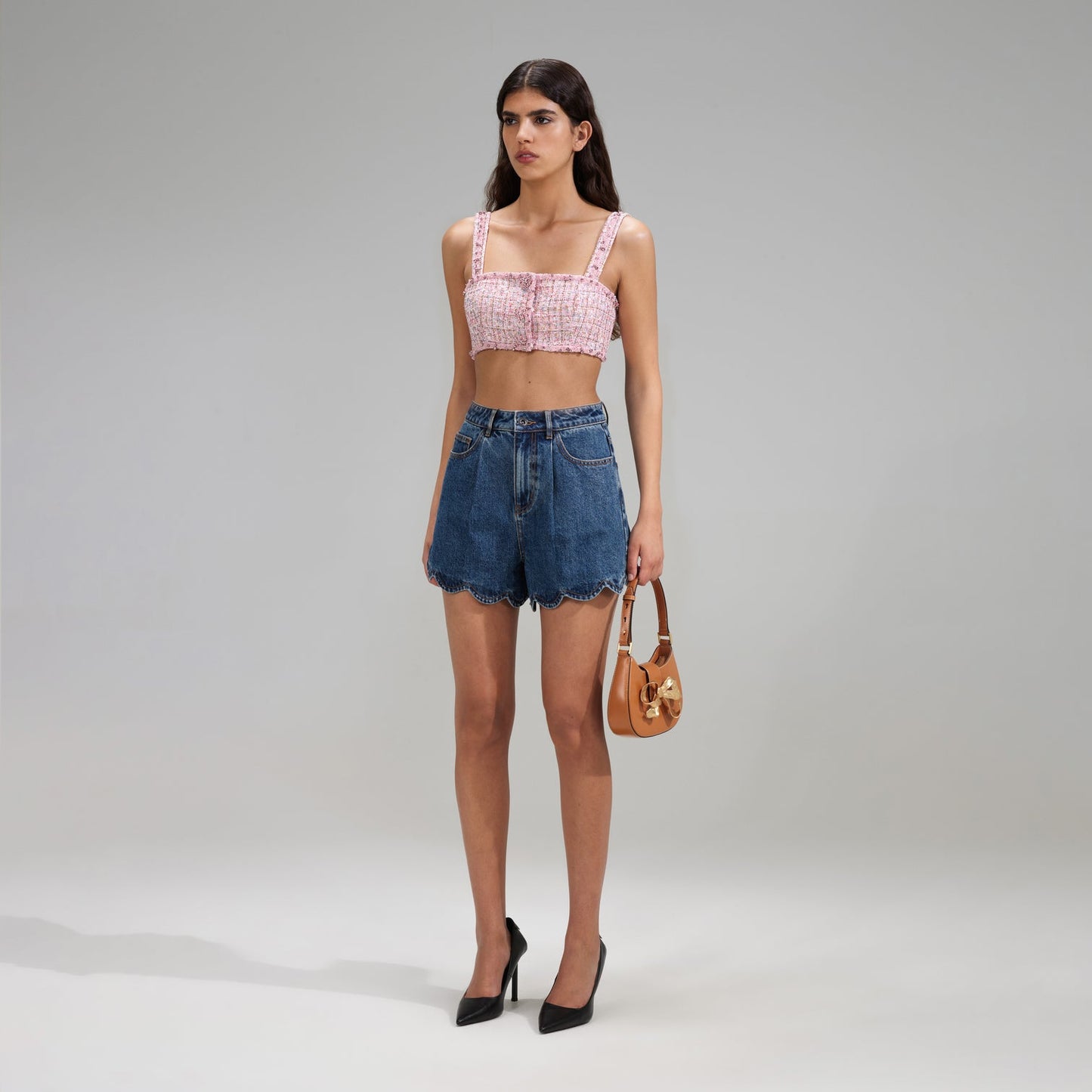 Scalloped Denim Shorts