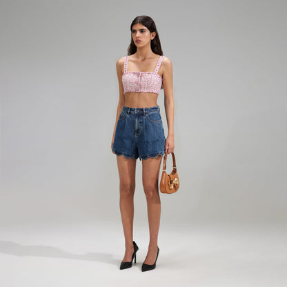 Scalloped Denim Shorts