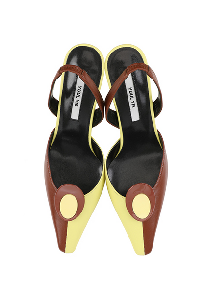 Yuul Yie Twiggy Yellow & Brown Slingbacks