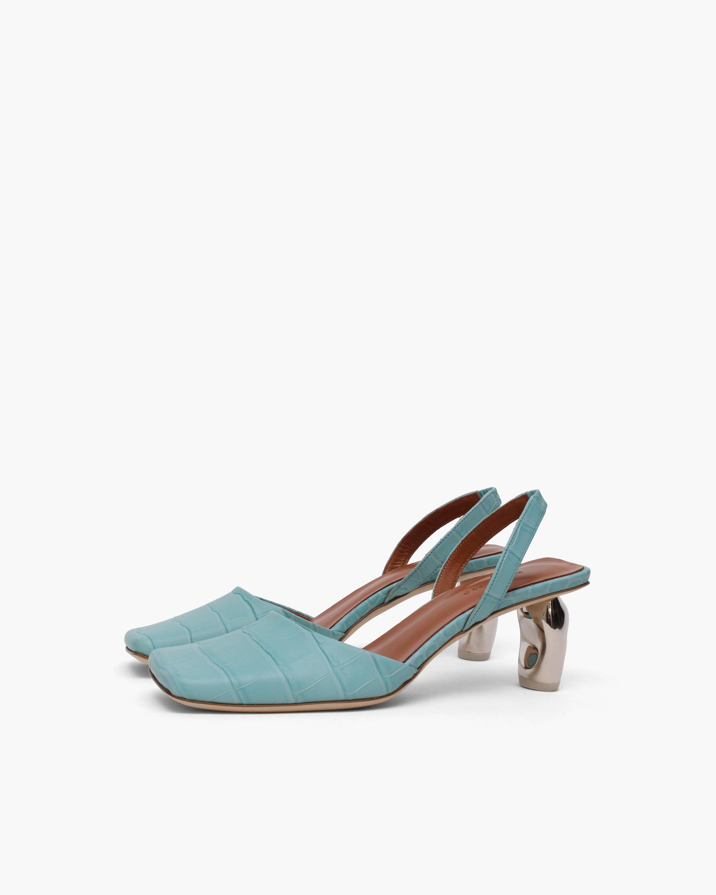 Rejina Pyo Luna Slingbacks Leather Croc Blue