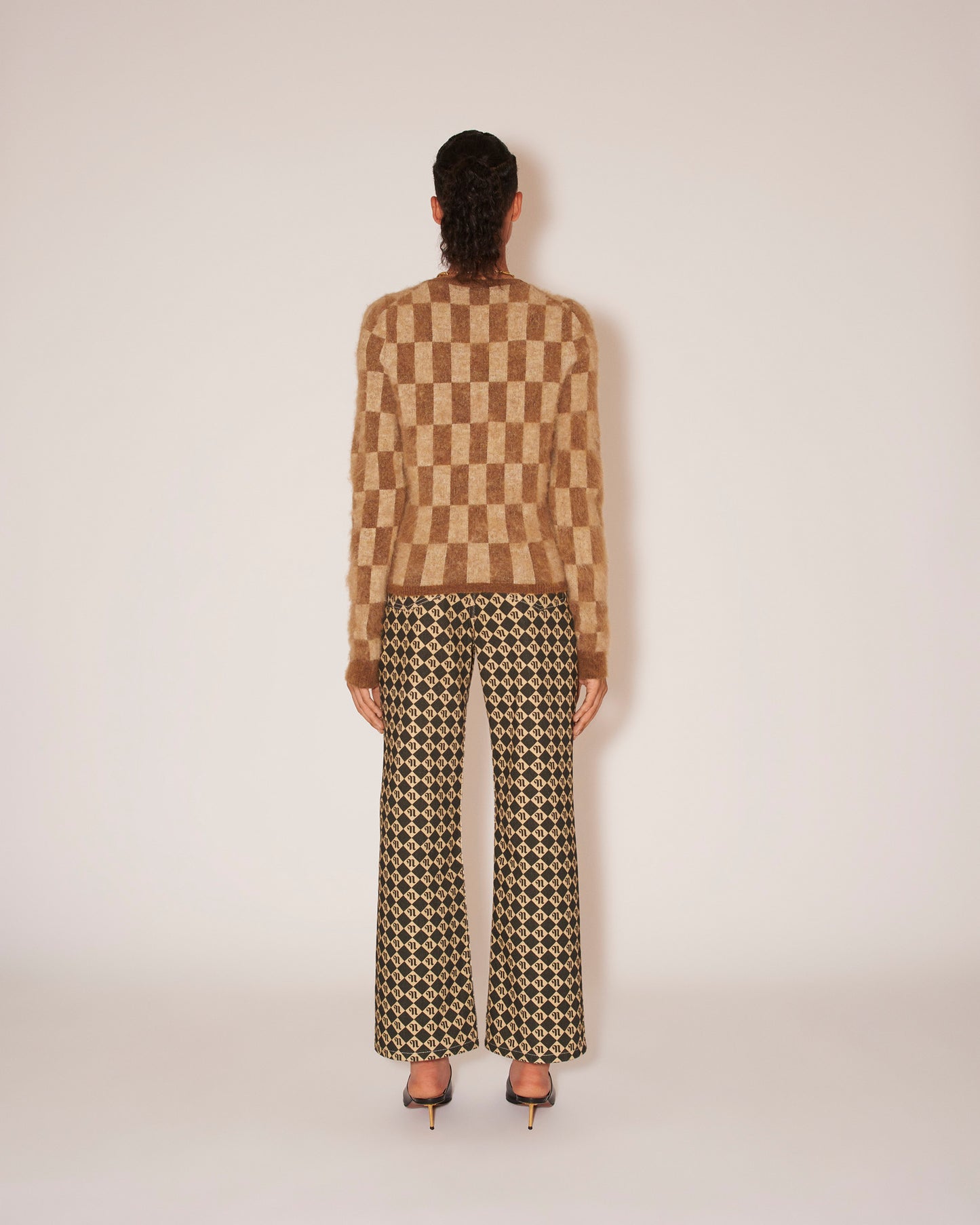 FELINE Checkered Crew Neck Sweater
