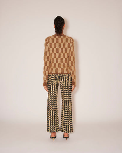 FELINE Checkered Crew Neck Sweater
