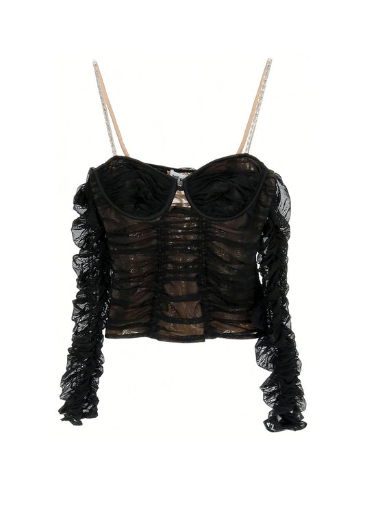 BLK POWER MESH LS TOP