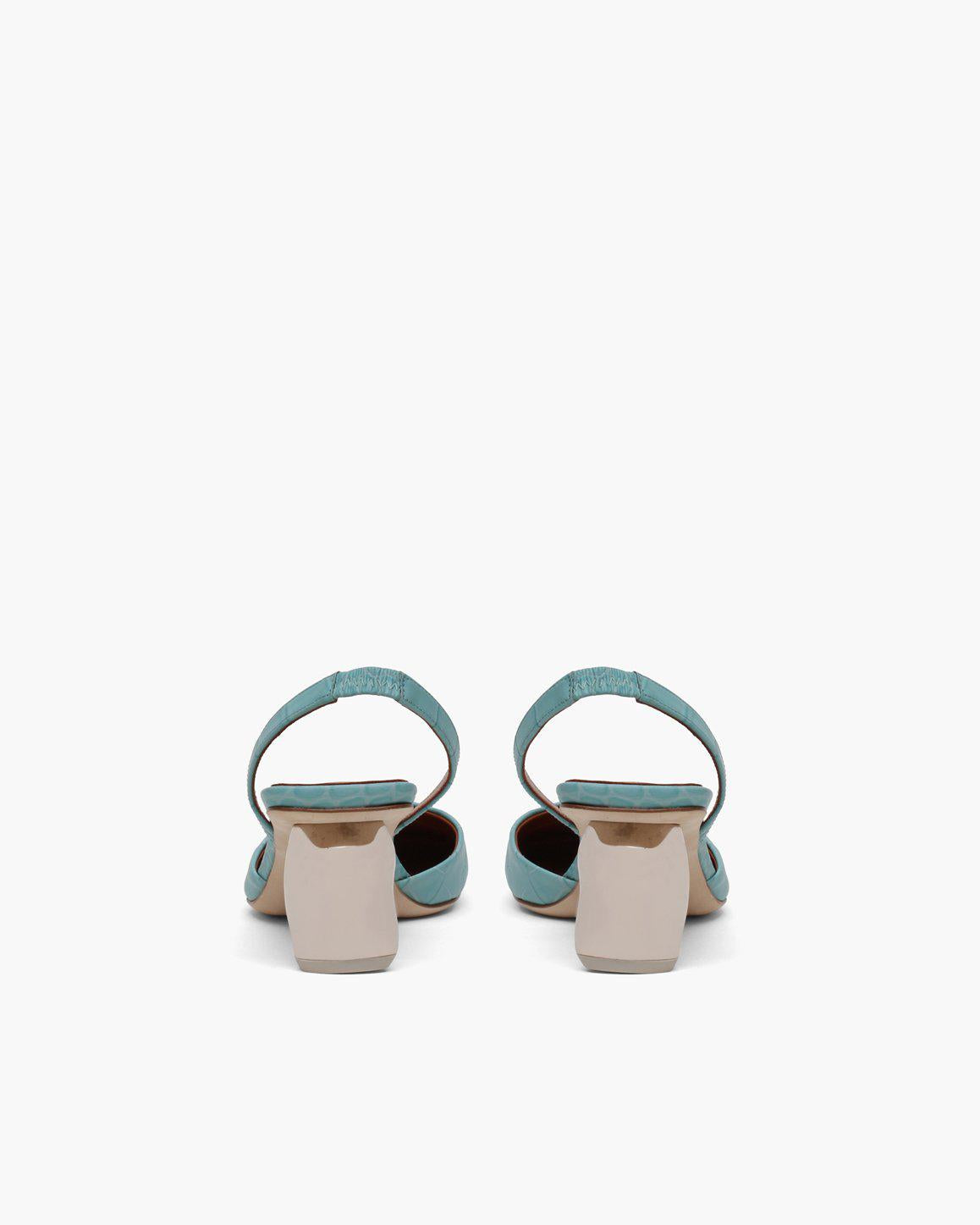 Rejina Pyo Luna Slingbacks Leather Croc Blue