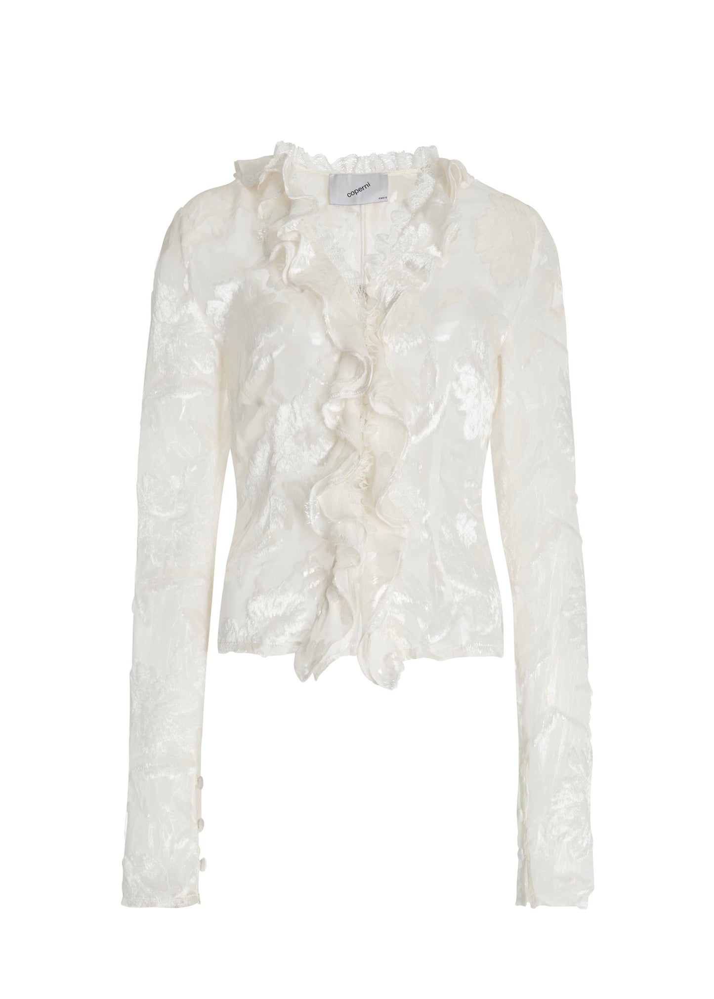 WH SHEER RUFFLE BLOUSE